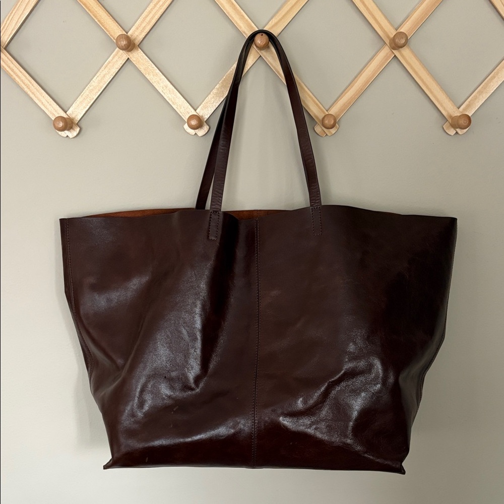 Zara cow leather oversized tote bag